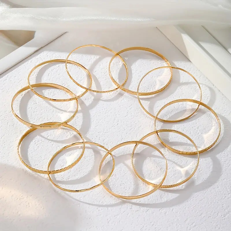 10pcs Vintage Golden Layered Bracelet Set for Women, MUVAYA