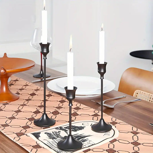Set of 3 Elegant Candlesticks for Home Decor MUVAYA