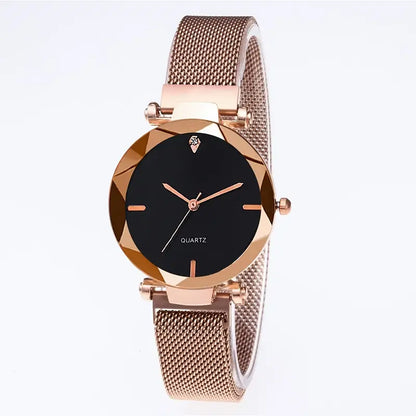 Women's Elegant Quartz Watch with Black Dial MUVAYA