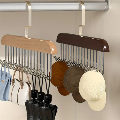 Premium Wooden Hanger with 8 Metal Hooks MUVAYA