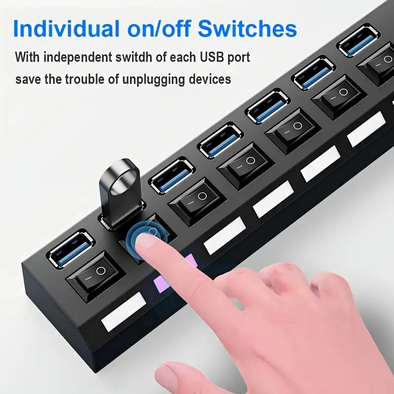7 Port USB 2.0 Hub High Speed Multiport USB Hub MUVAYA
