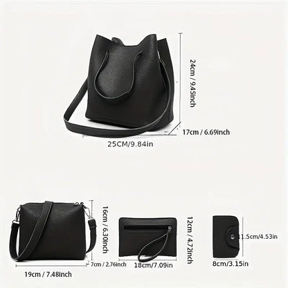 4pcs Elegant Pink Synthetic Handbag Set MUVAYA