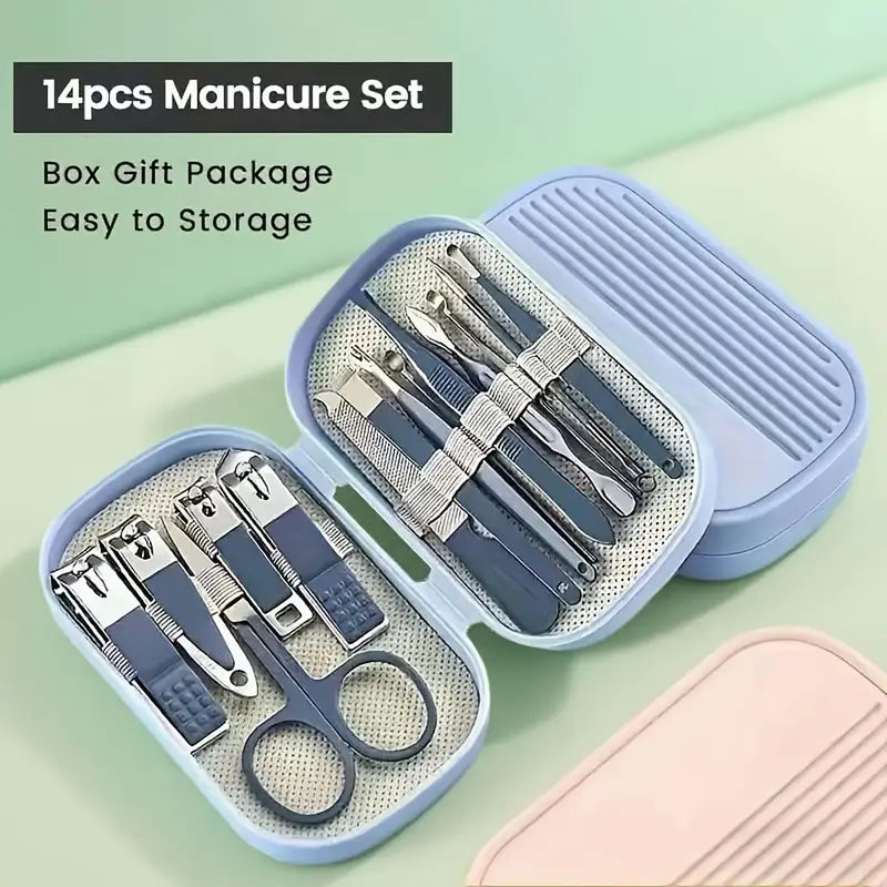 14pcs Nail Care Kit – Modern Concave Nail Clipper with Full Toe and Nail Tools MUVAYA