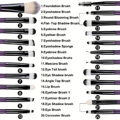 20pcs Professional Makeup Brush Set with Bag for Travel and Daily Use MUVAYA