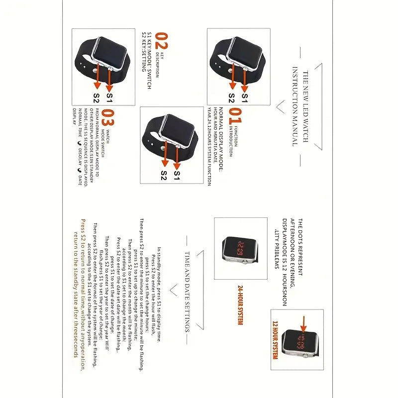 4pcs Women’s Elegant Square Digital Watches with Heart Charms MUVAYA