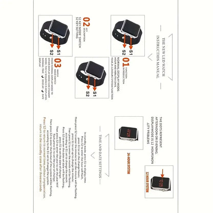 4pcs Women’s Elegant Square Digital Watches with Heart Charms MUVAYA