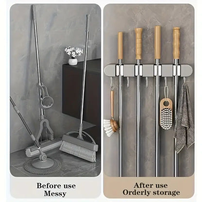 No-Drill Wall-Mounted Mop and Broom Organizer MUVAYA