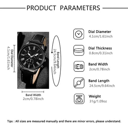 4pcs Men's Luxury Quartz Watch Set MUVAYA