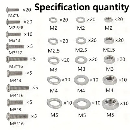 320pcs Metric Hex Nut & Bolt Set MUVAYA