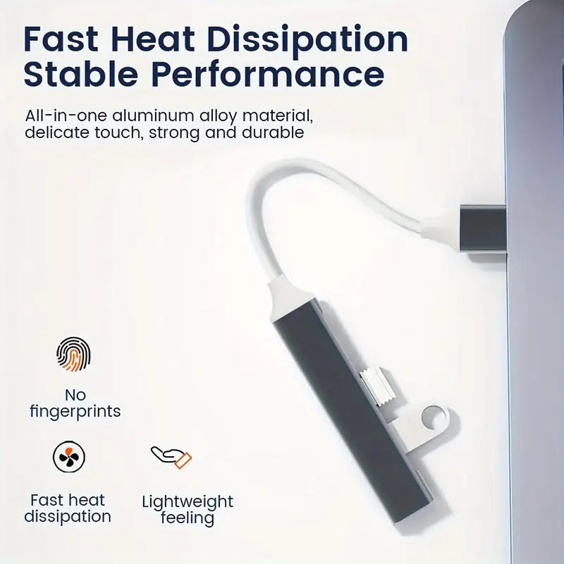 4-in-1 USB-C Hub Quad-Port Adapter for Laptop and Mobile MUVAYA