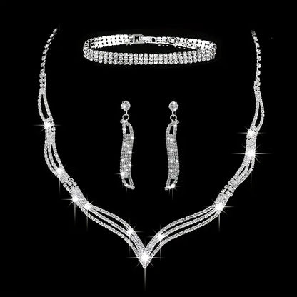 4pcs Rhinestone Claw Chain Jewelry Set MUVAYA
