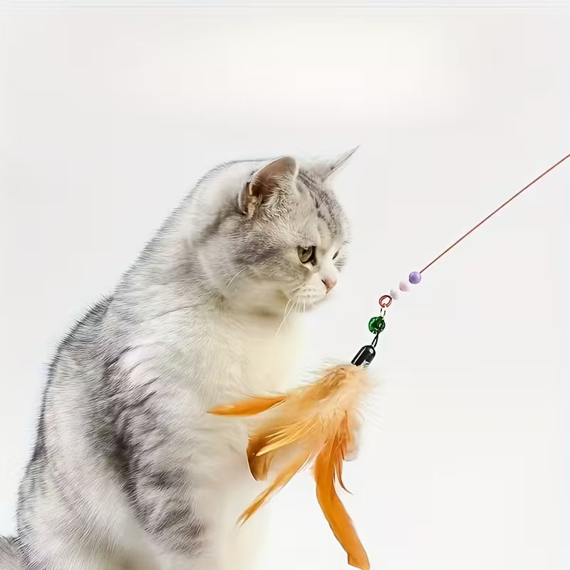 Interactive Cat Teasing Stick with Bells & Feather MUVAYA