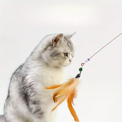 Interactive Cat Teasing Stick with Bells & Feather MUVAYA