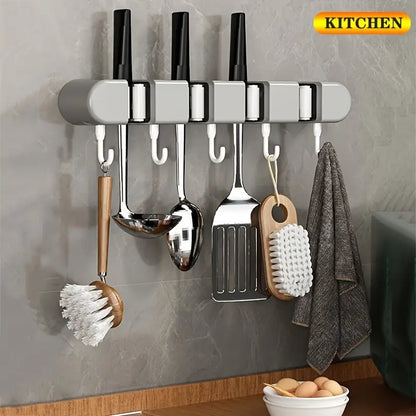 No-Drill Wall-Mounted Mop and Broom Organizer MUVAYA