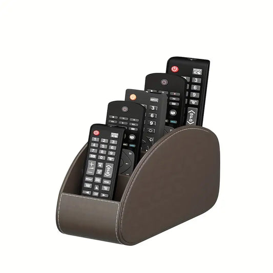 Black Faux Leather Remote Control Holder with 5 Compartments MUVAYA