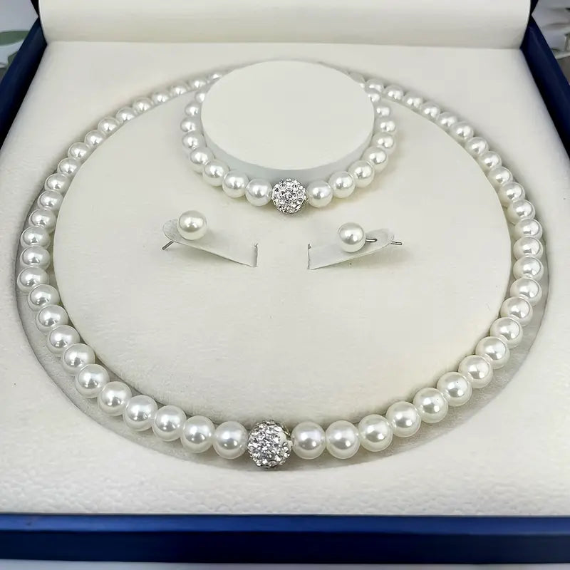 Bohemian Style Pearl Set - Necklace, Earrings, & Bracelet MUVAYA