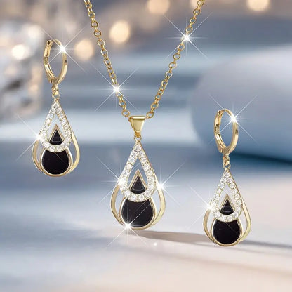 3pcs Elegant Luxury Teardrop Pendant Necklace and Earrings Set MUVAYA