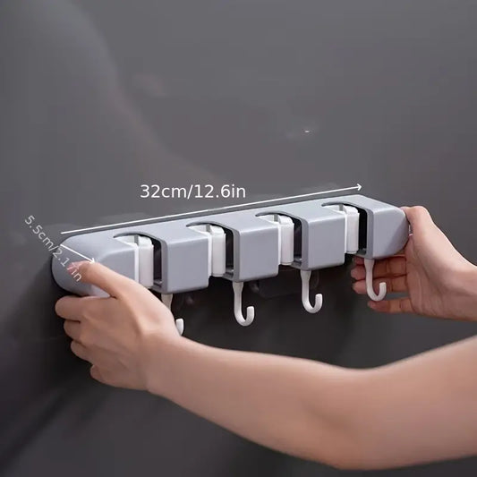 No-Drill Wall-Mounted Mop and Broom Organizer MUVAYA