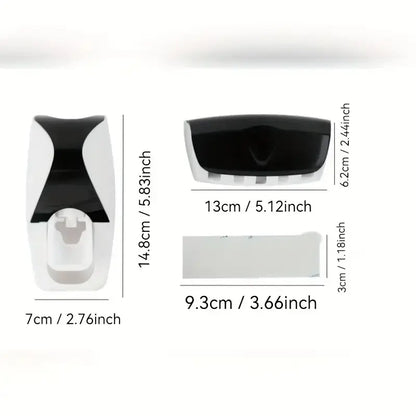 2pcs Wall-Mounted Automatic Toothpaste Squeezer and Toothbrush Holder Set MUVAYA