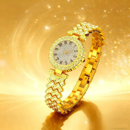 3Pcs Women’s Round Elegant Luxury Quartz Watch Jewelry Set MUVAYA