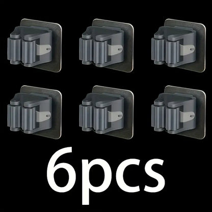 6pcs Wall-Mounted Mop and Broom Rack MUVAYA