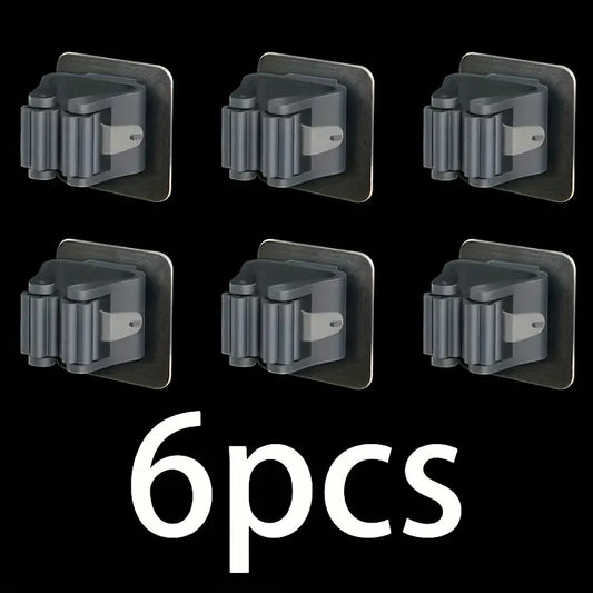 6pcs Wall-Mounted Mop and Broom Rack MUVAYA