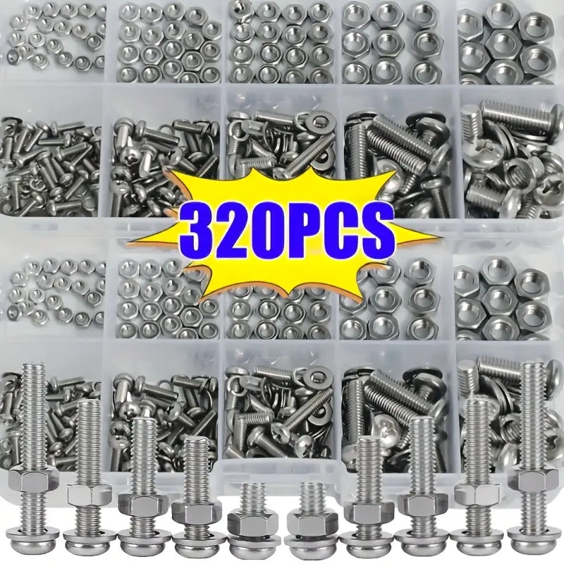 320pcs Metric Hex Nut & Bolt Set MUVAYA