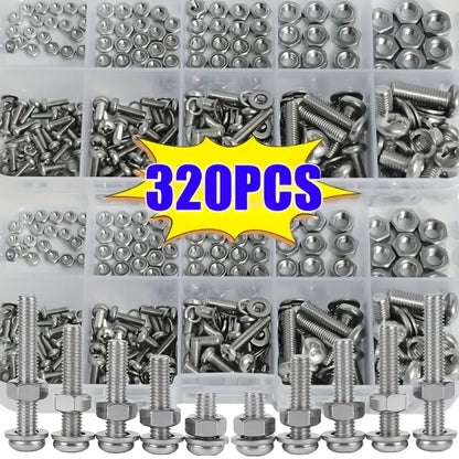 320pcs Metric Hex Nut & Bolt Set MUVAYA
