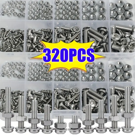 320pcs Metric Hex Nut & Bolt Set MUVAYA