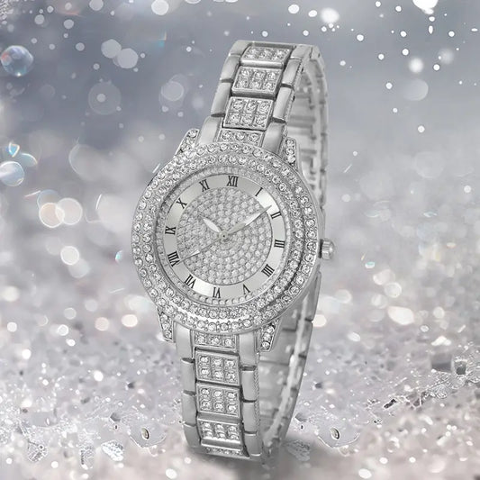 Round Elegant Luminous Quartz Watch with 5Pcs Jewelry Set MUVAYA