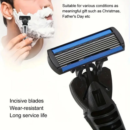 Men's Double-Edged Stainless Steel Razor with 6-Layer Blades MUVAYA