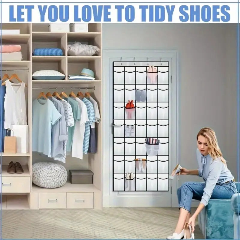 Over-the-Door Shoe Organizer with Clear Pockets MUVAYA