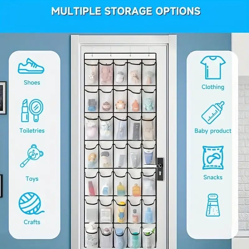 Over-the-Door Shoe Organizer with Clear Pockets MUVAYA