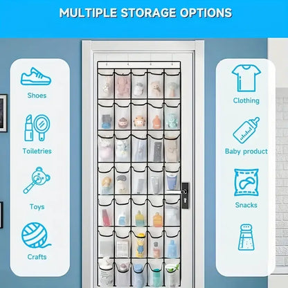 Over-the-Door Shoe Organizer with Clear Pockets MUVAYA