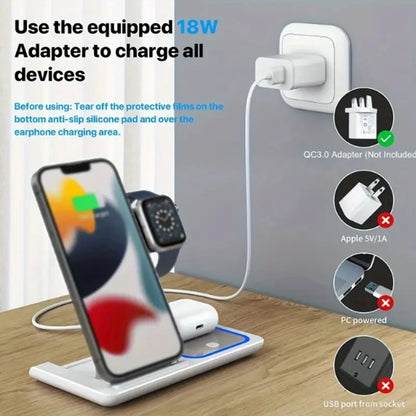 3-in-1 Foldable Wireless Charging Station for Multiple Devices MUVAYA