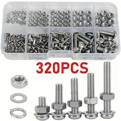 320pcs Metric Hex Nut & Bolt Set MUVAYA