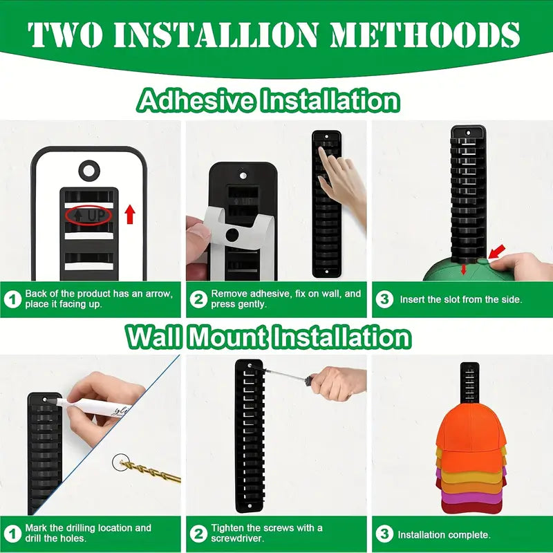 Wall-Mounted Cap Organizer - Holds 16 Hats MUVAYA