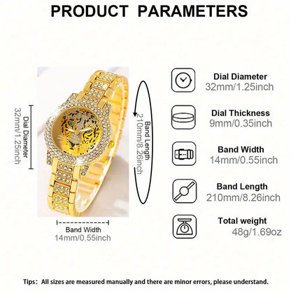 5pcs Leopard Head Jewelry & Watch Set MUVAYA