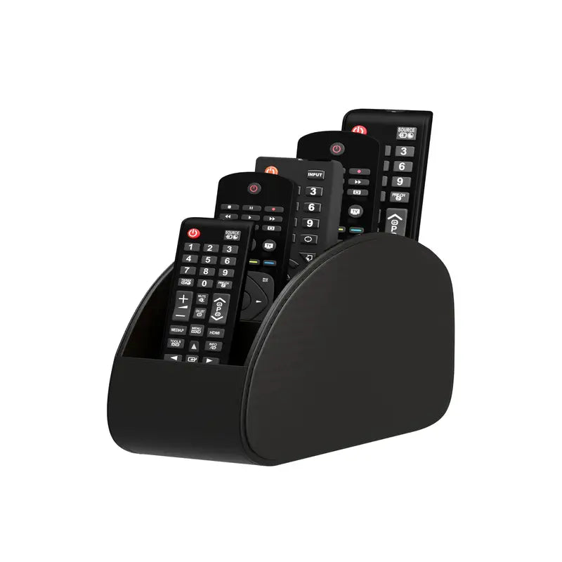 Black Faux Leather Remote Control Holder with 5 Compartments MUVAYA