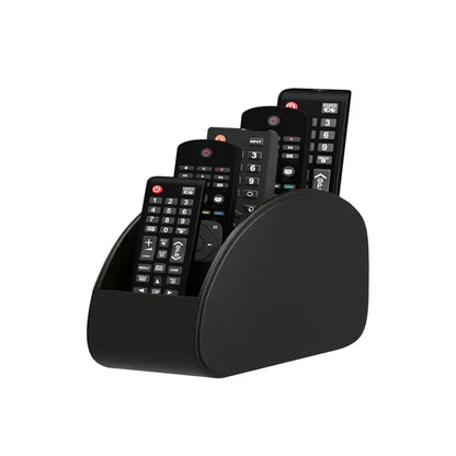 Black Faux Leather Remote Control Holder with 5 Compartments MUVAYA