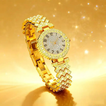 3Pcs Women’s Round Elegant Luxury Quartz Watch Jewelry Set MUVAYA