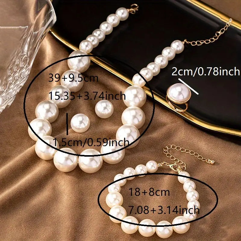 5pcs Elegant Faux Pearl Jewelry Set MUVAYA