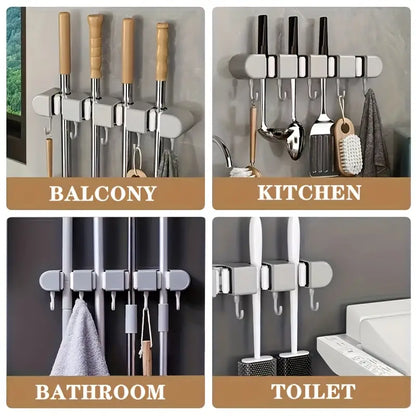 No-Drill Wall-Mounted Mop and Broom Organizer MUVAYA