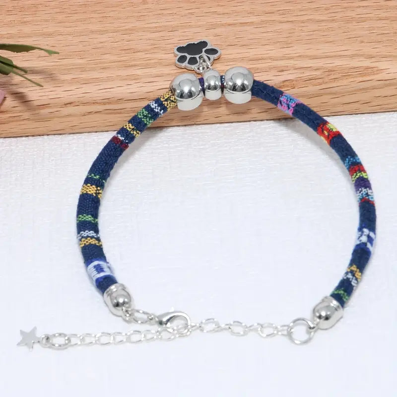 Nylon Pet Necklace with Colorful Paw Print MUVAYA