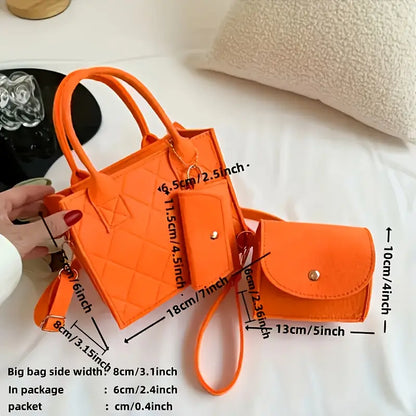 3pcs Embossed Women's Handbag Set MUVAYA