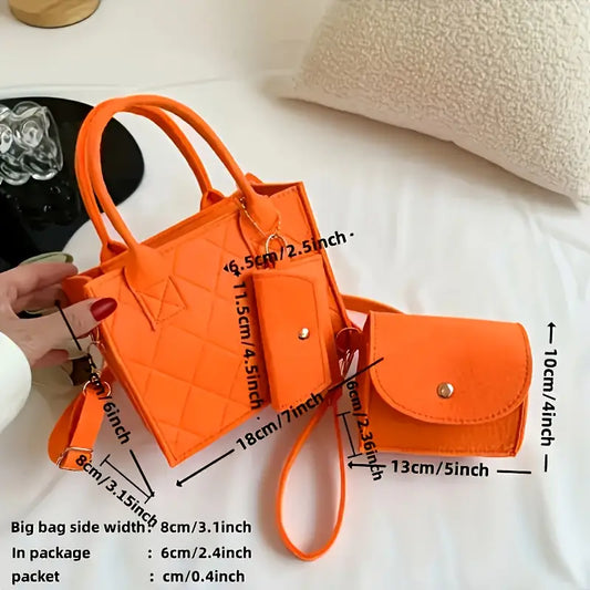 3pcs Embossed Women's Handbag Set MUVAYA