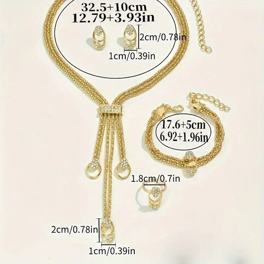 Luxury 4Pcs Jewelry Set – Elegant Rhinestone-Embellished Accessories MUVAYA