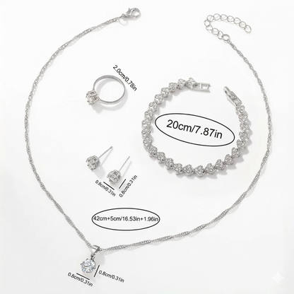 Round Elegant Luminous Quartz Watch with 5Pcs Jewelry Set MUVAYA