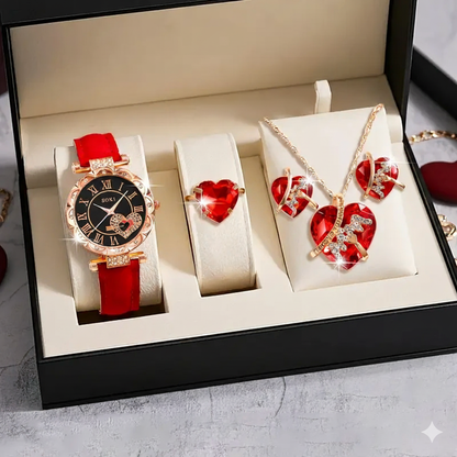 5pcs Women’s Love Dial Quartz Watch Set MUVAYA