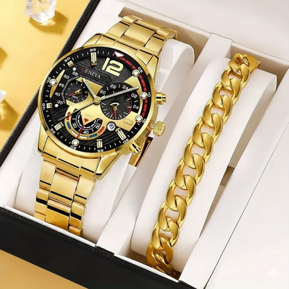 2pcs Stylish Round Quartz Watch and Bracelet Set for Women MUVAYA